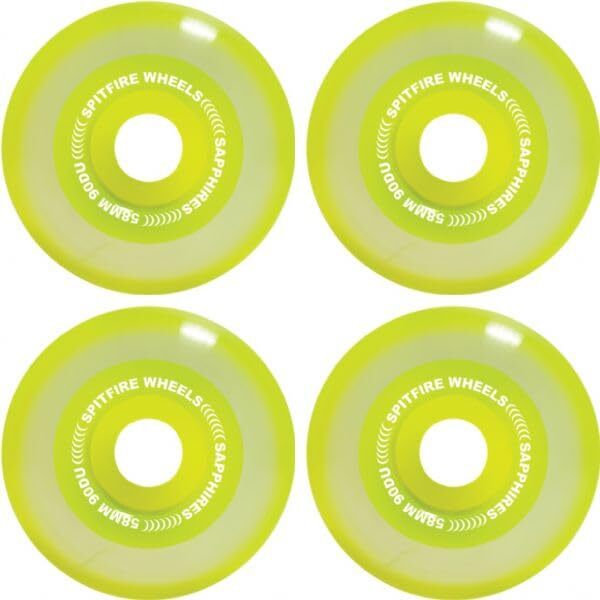 Spitfire Sapphire 90DU Conical Full Neon Yellow 58mm 90a Skate Wheels Set of 4