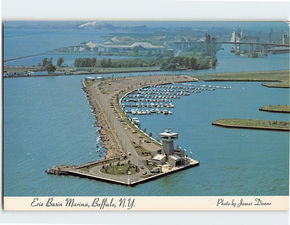 Postcard Aerial View Erie Basin Marina Buffalo New York USA