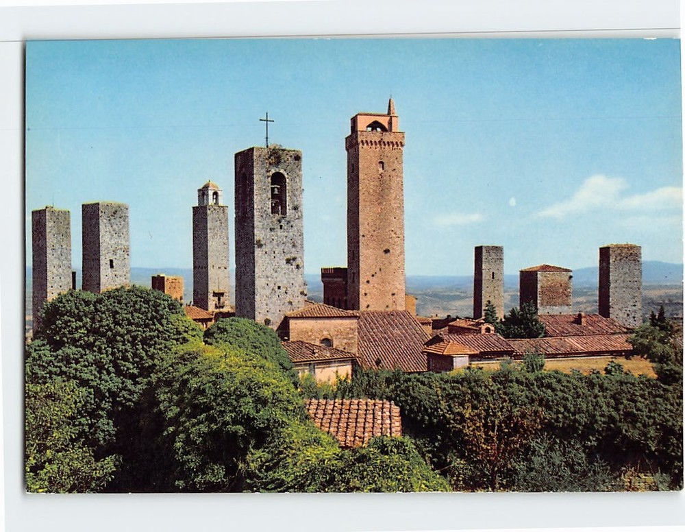 Postcard Panorama from the Fortress Citta di San Gimignano Italy