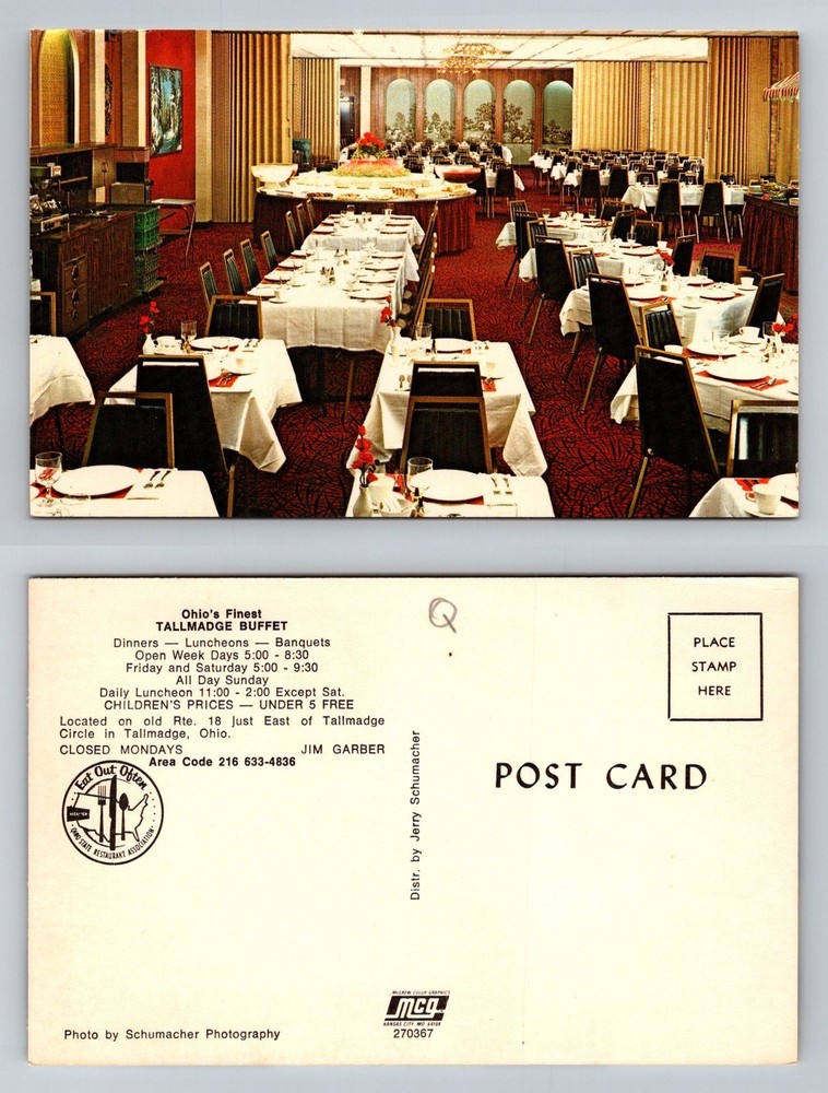 Tallmadge, OH-Ohio, Tallmadge Buffet Restaurant Dining Interior Vintage Postcard