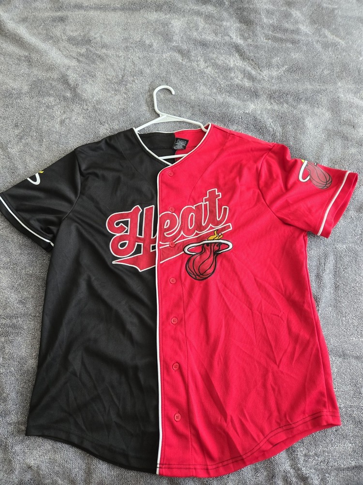 Men's Miami Heat Starter Red/Black Baseball Jersey Size L