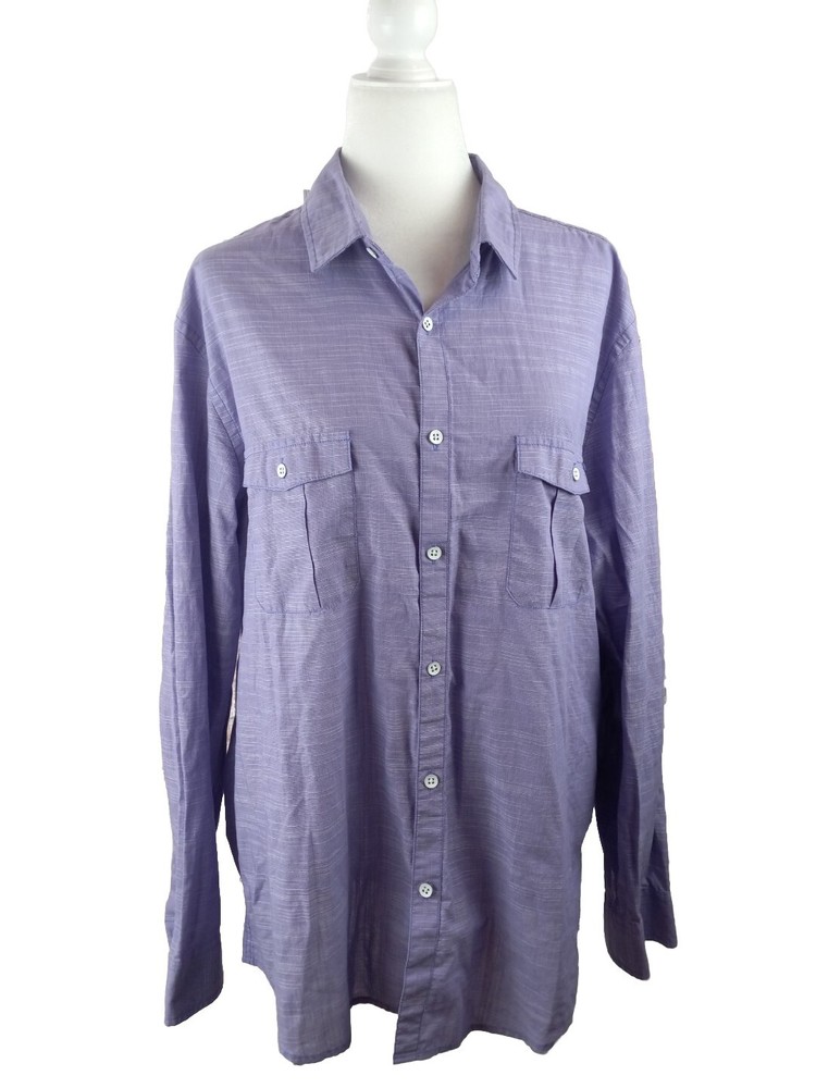 Alfani Lavender Purple Shirt Button Down Tunic Size XL Pockets Long Sleeve Euc