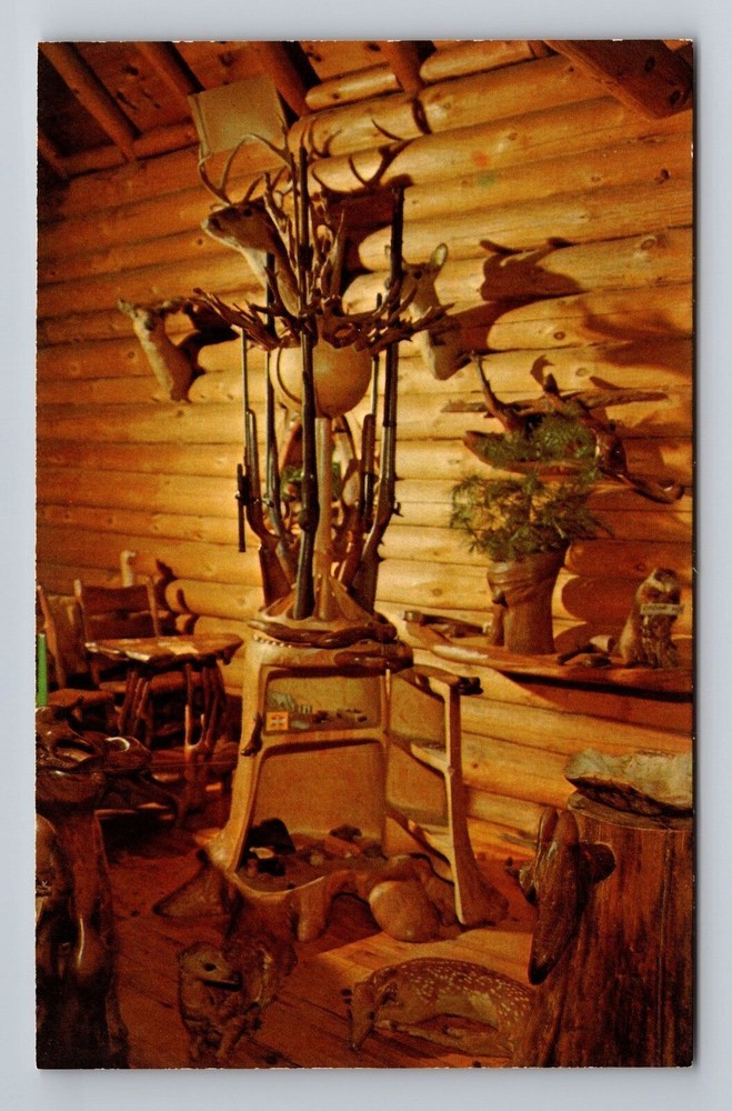 Michigan MI Baldwin Shrine Of The Pines Gun Rack Vintage Postcard
