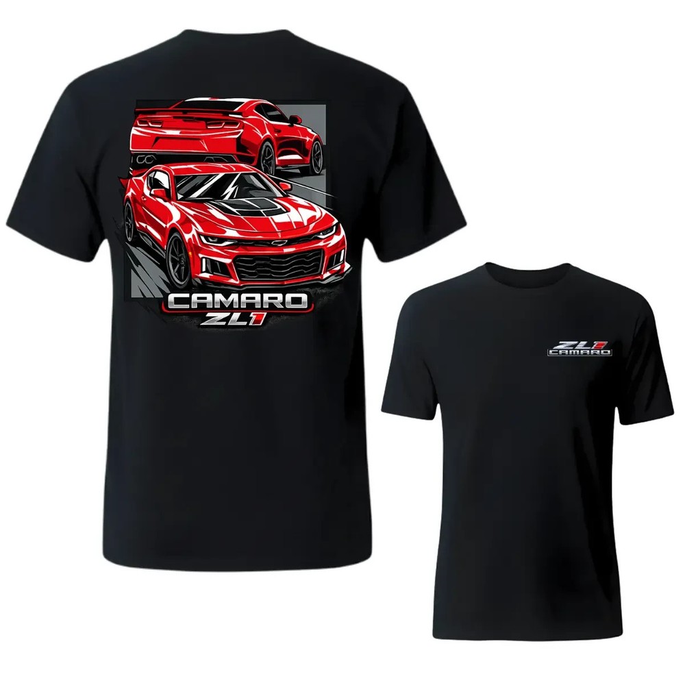 Camaro ZL1 Red Muscle Car Racing Graphic T-Shirt American Performance Tee