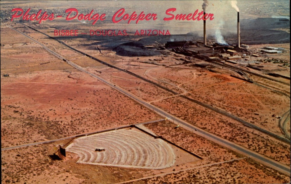 Douglas Arizona Phelps Dodge Copper Smelter aerial unused vintage postcard