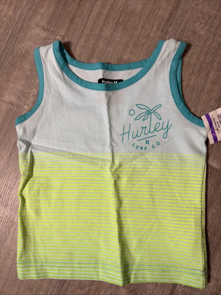 Toddler Boys Hurley Tank Size 2T Teal & Yellow Stripe NWT
