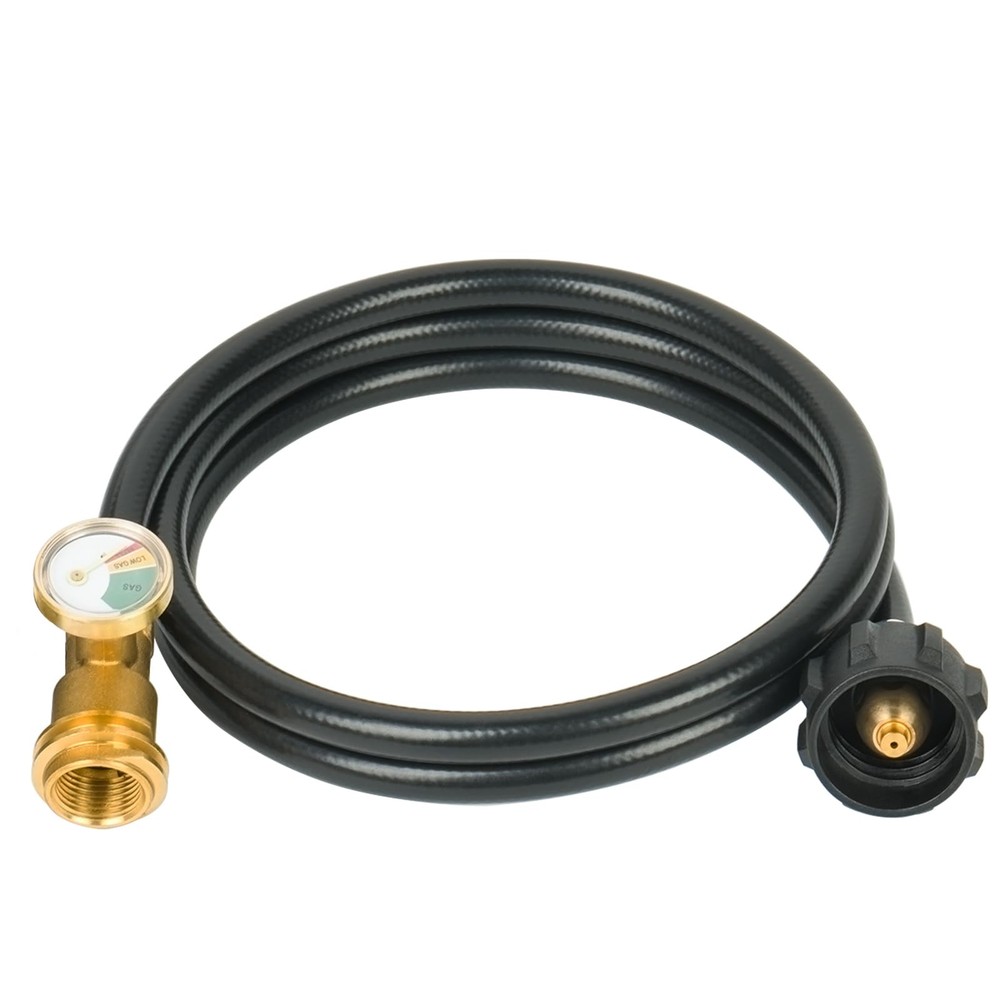 5FT Propane Extension Hose with Gauge, Propane Tank Extension Hose for RV, Ga...