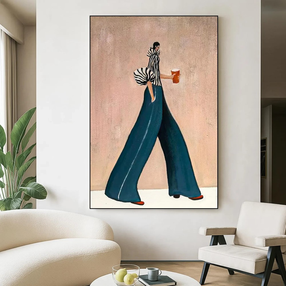 Large Hand Painted Fashion Woman – Modern Figurative Wall Art