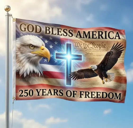 God Bless America Flag Christian Eagle Patriotic USA Banner