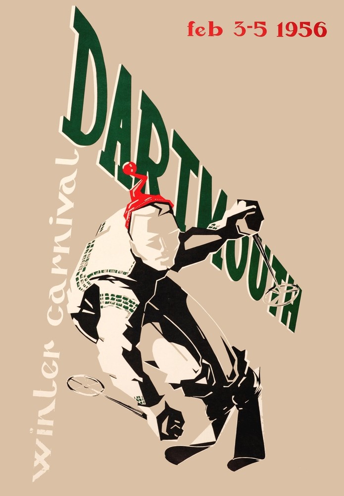 Decorative POSTER.Home room Interior art design.1956 Dartmouth ski resort.7122