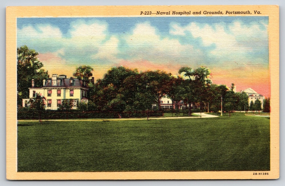 Hospitals~Naval Hospital & Grounds Portsmouth Virginia~Vintage Postcard