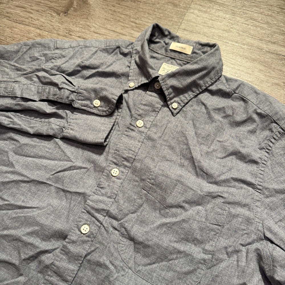 J Crew Shirt Mens Small Gray Organic Cotton Secret Wash Classic Button Down