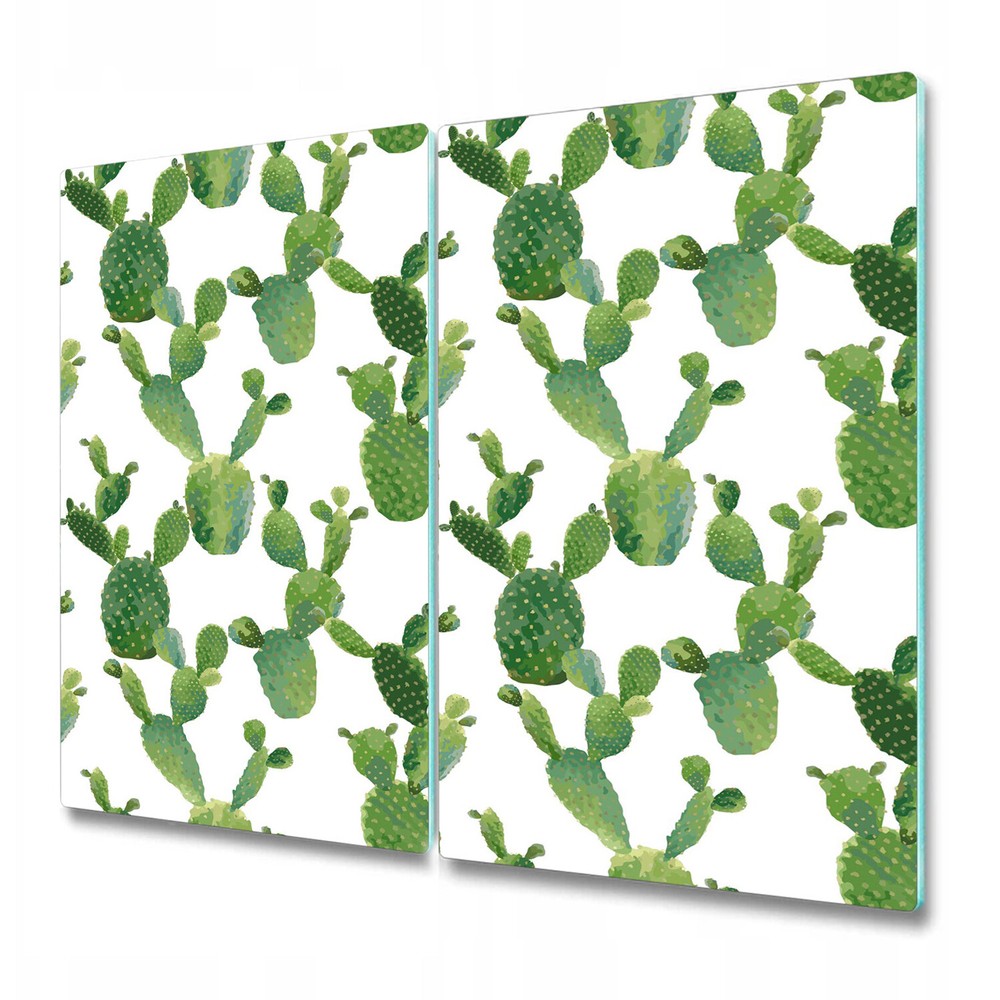 Glass Chopping Cutting Board Worktop Saver Natural Watercolour Cacti 2x30x52