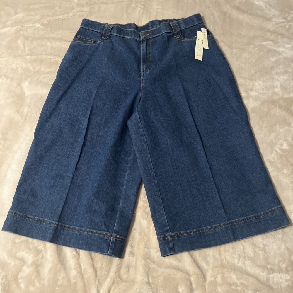 NWT Erika Medium Wash Stretch Jorts Women’s Size 14 Ultra Baggy Wide Leg Jean