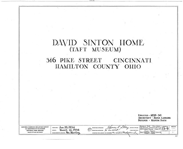 HABS OHIO,31-CINT,5- (sheet 0 of 18) - David Sinton House, 316 Pike Street,