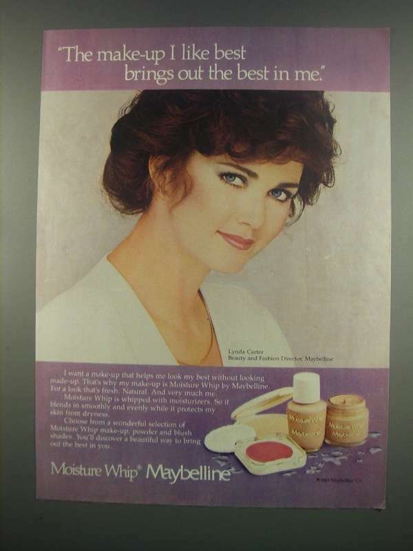 1984 Maybelline Moisture Whip Makeup Ad - Lynda Carter
