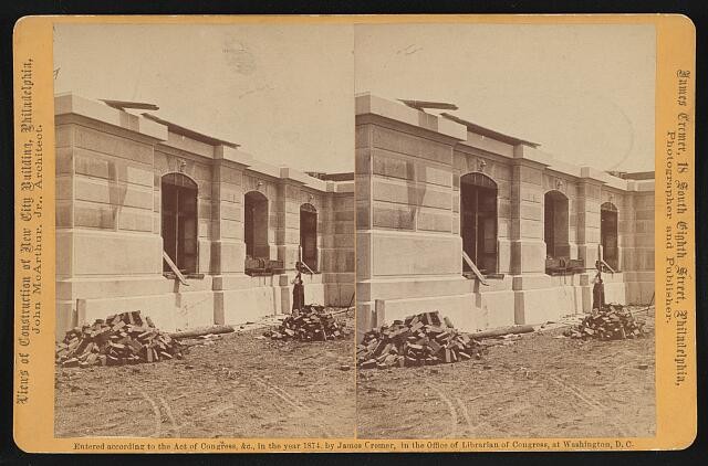 Philadelphia PA New City Building Construction Sub Basement 1874 Stereoview