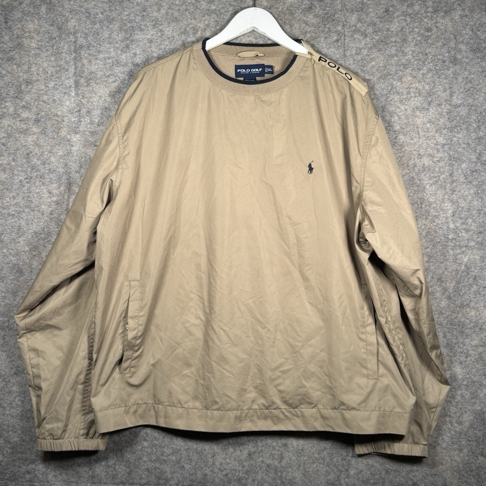 Vintage 90s Polo Golf Ralph Lauren Beige Pullover Windbreaker Mens Size XL 28x29