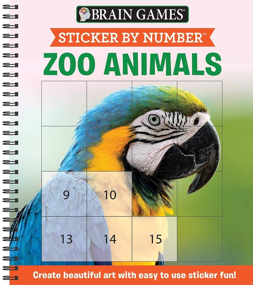 Brain Games - Sticker by Number: Zoo Animals (Easy - Square Stickers):...