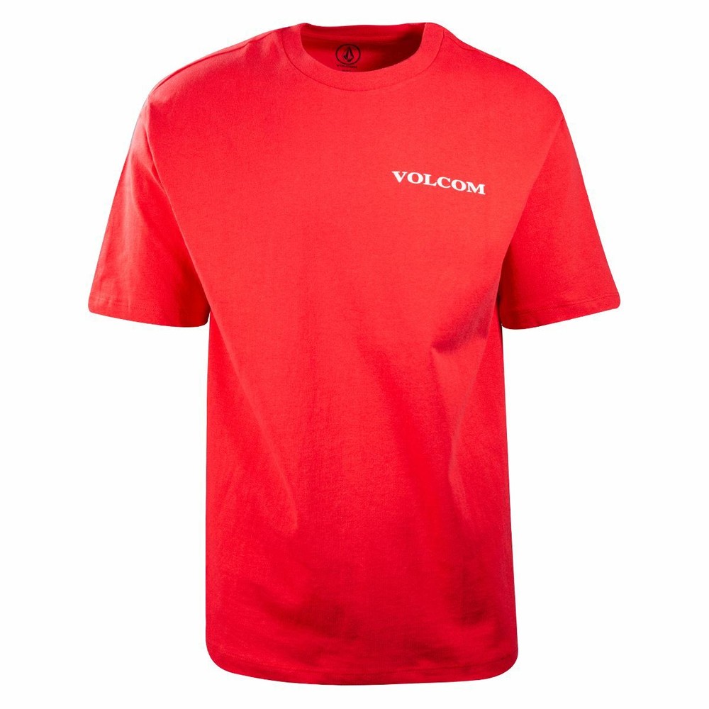 Volcom Men's Red Serif Stone Loose Fit S/S T-Shirt (S04)
