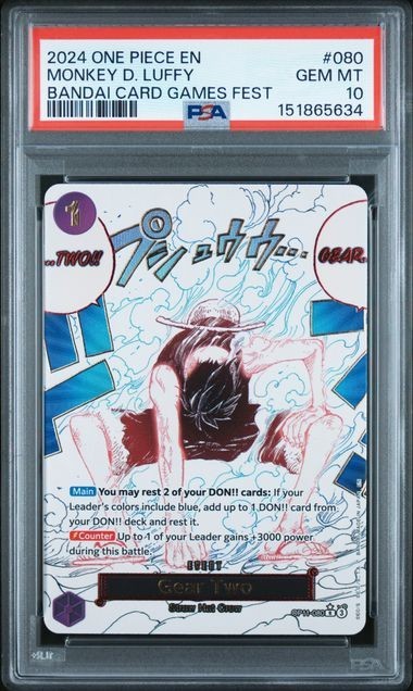 One Piece Monkey D. Luffy 2024 Promos #080 Bandai Card Games Fest Psa 10RCH IS ACCEPTING CONSIGNMENTS! UP TO 95% PAYOUTS!