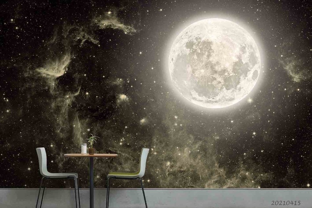 3D Space Starry Sky Moon Wall Murals Wallpaper Murals Wall Sticker