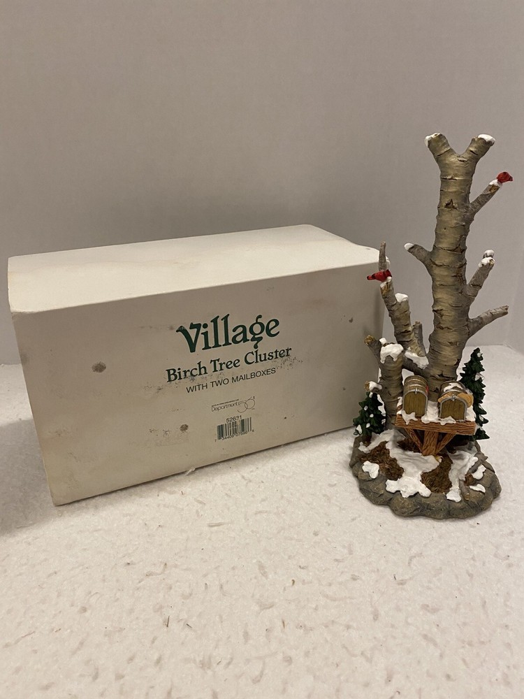 Dept 56 Village Birch Tree Cluster with Two Mailboxes #52631 EUC