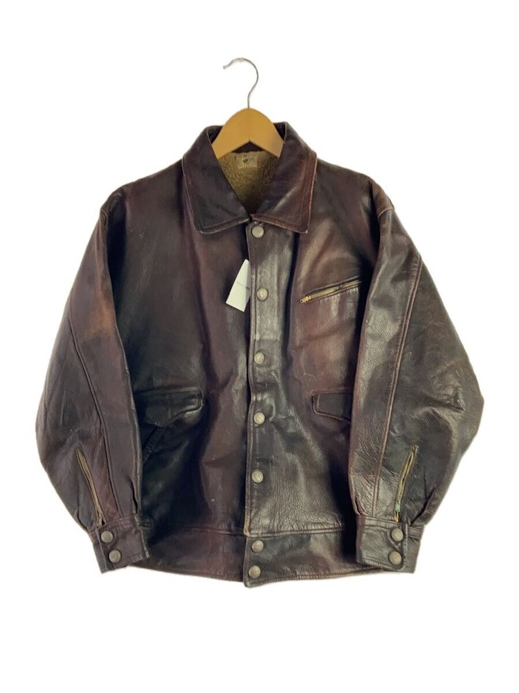 Men's Brown Plain Leather Blouson Jacket