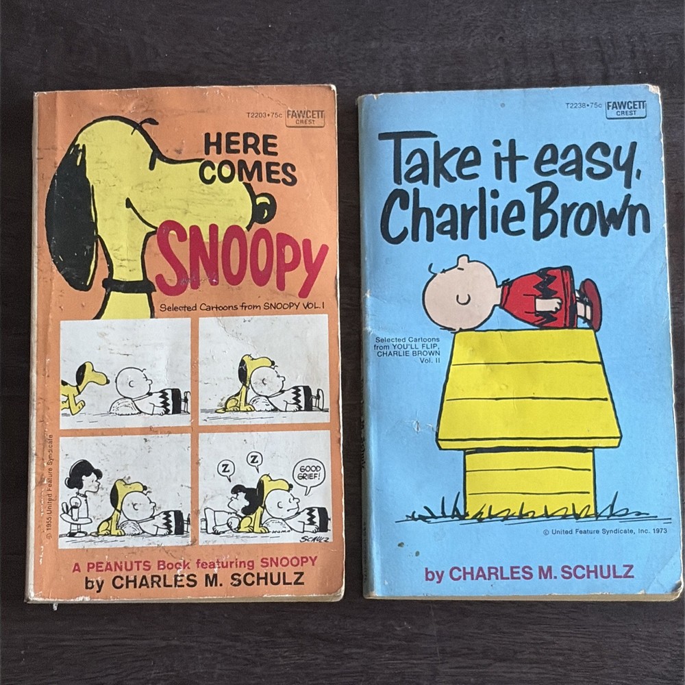 Vintage Peanuts Charlie Brown Snoopy Paperback Book Lot Charles M Schulz