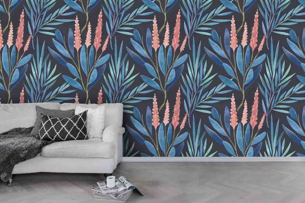 3D Flowers Leaves Watercolor Pattern Wall Murals Wallpaper Murals Wall Sticker