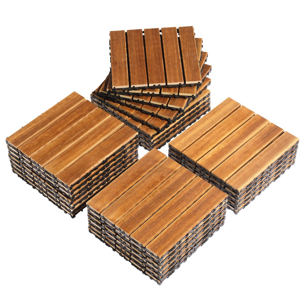 27pcs 11.8x11.8 Inch Waterproof Wood Interlocking Deck Tiles for Outdoor Flooring