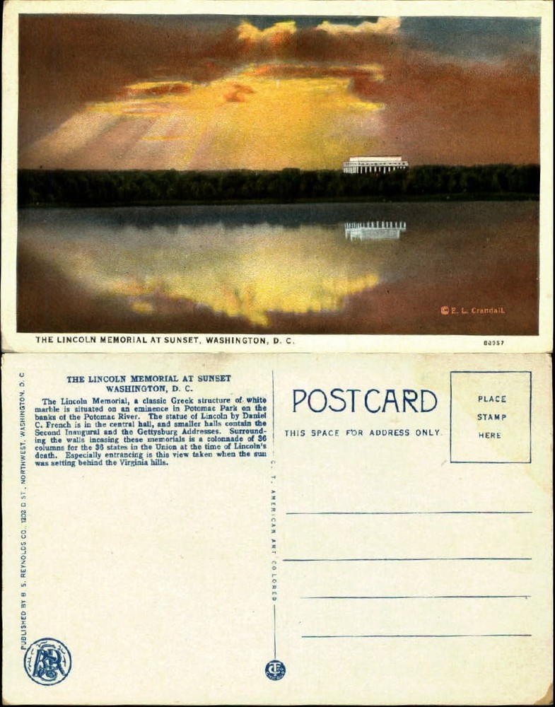 Lincoln Memorial at Sunset Washington DC by E.L. Crandall 1920s