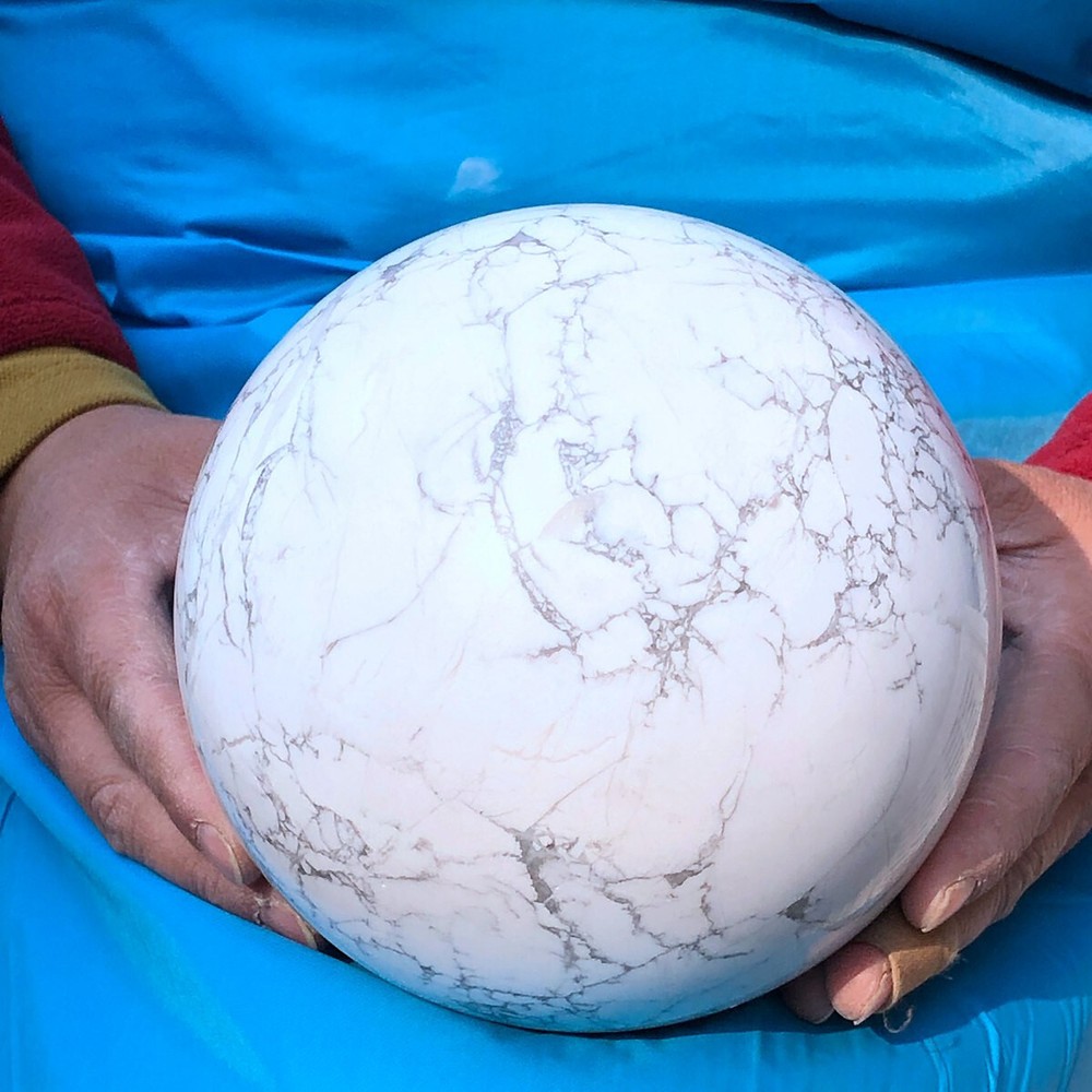 4520g Top Natural White Pine Stone Ball Quartz Crystal Sphere Healing 3499