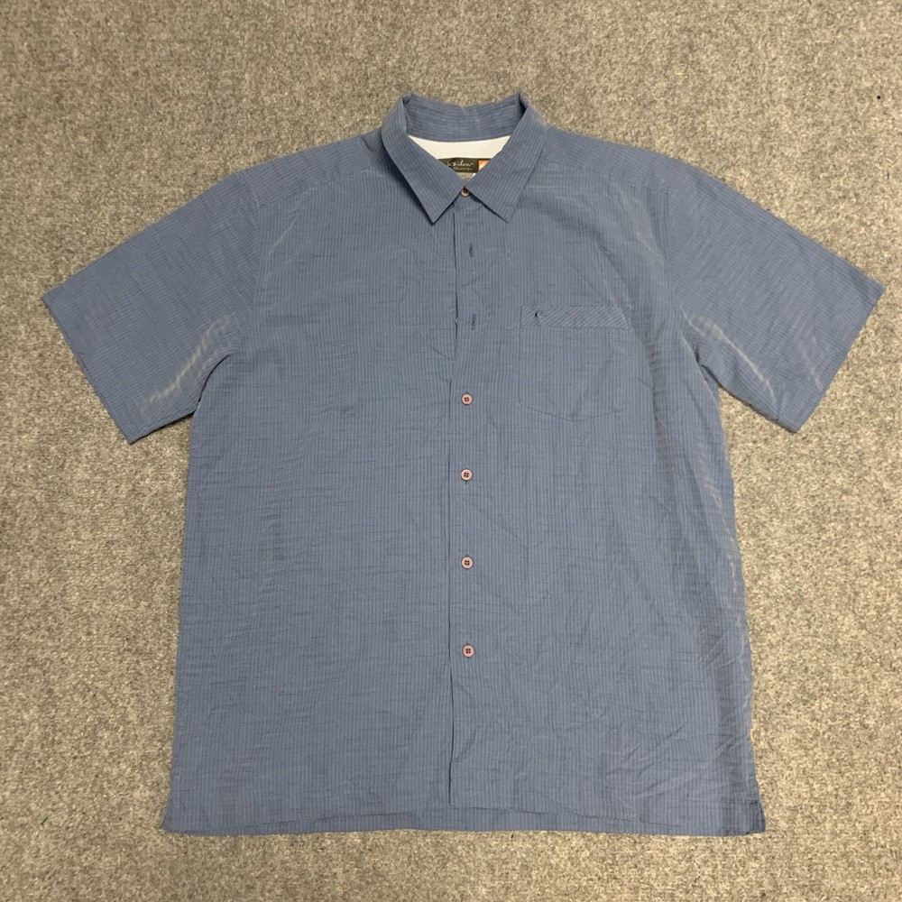 QuikSilver Waterman Men Button Up Shirt Size Large Hawaiian Short Sleeve Comfort