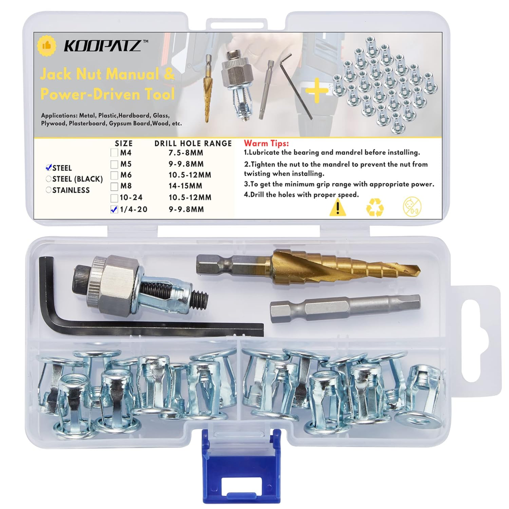 1/4-20 Jack Nut with Installation Tool Threaded Insert Petal Nuts Nutserts Jackn
