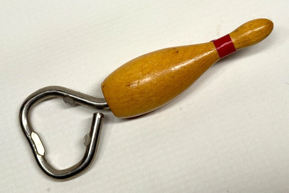 Vintage Wooden Bowling Pin Bottle Opener