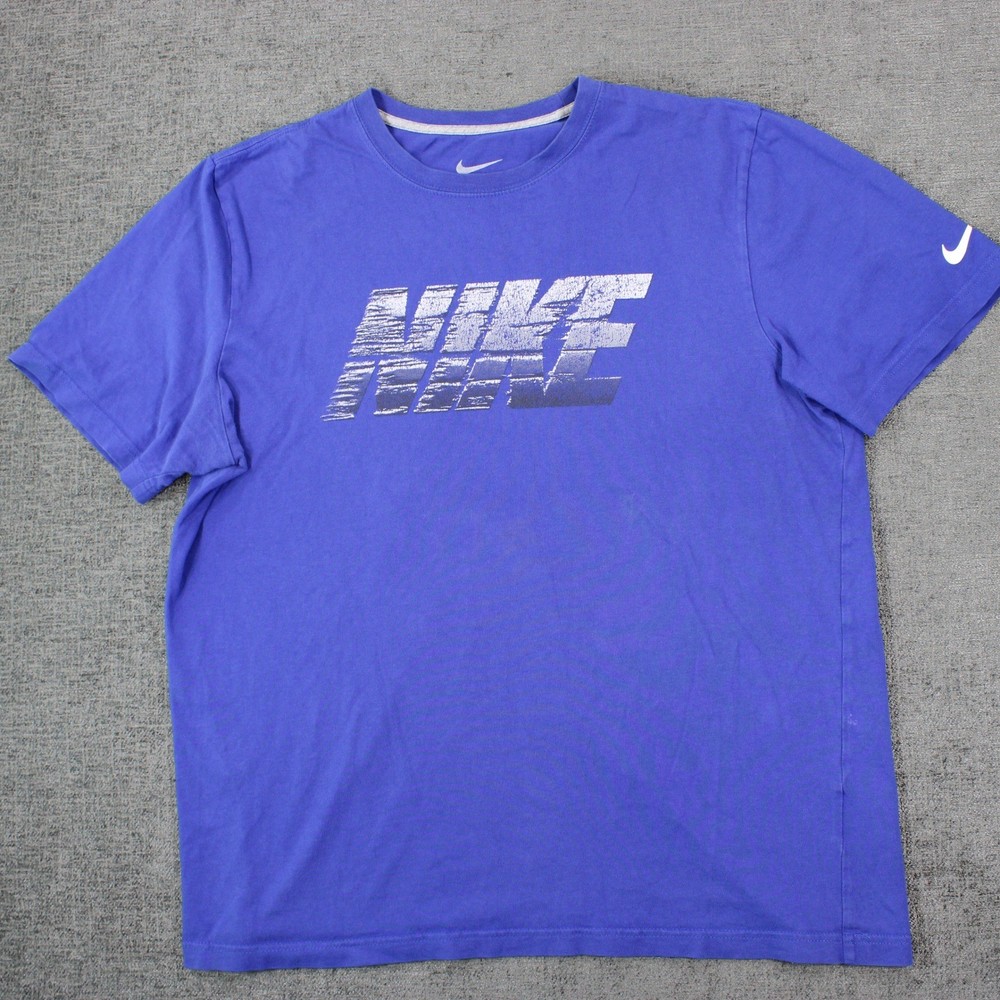 Nike Mens Regular Fit Graphic T-Shirt Blue Cotton XL Distressed Logo Tee