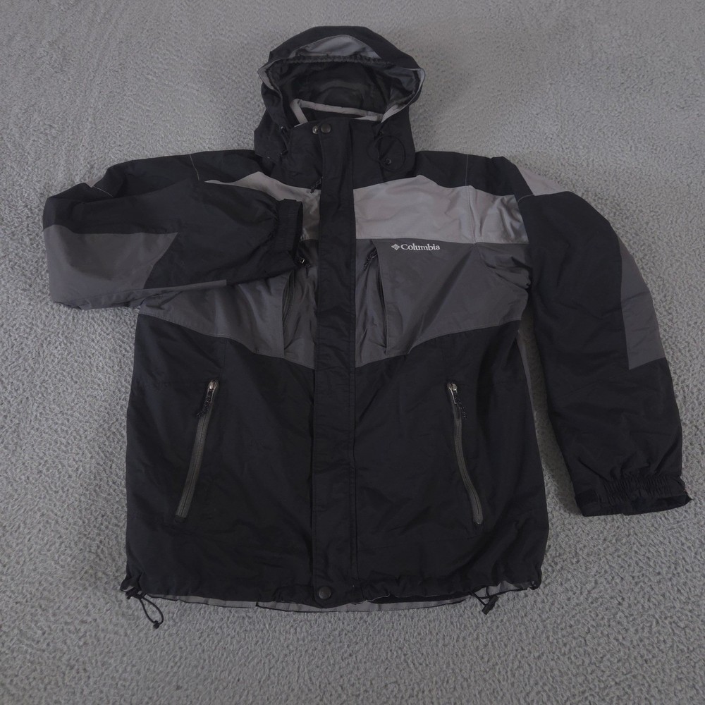 Columbia Jacket Men Medium Black Grey Interchange 3-in-1 Waterproof Fleece Liner