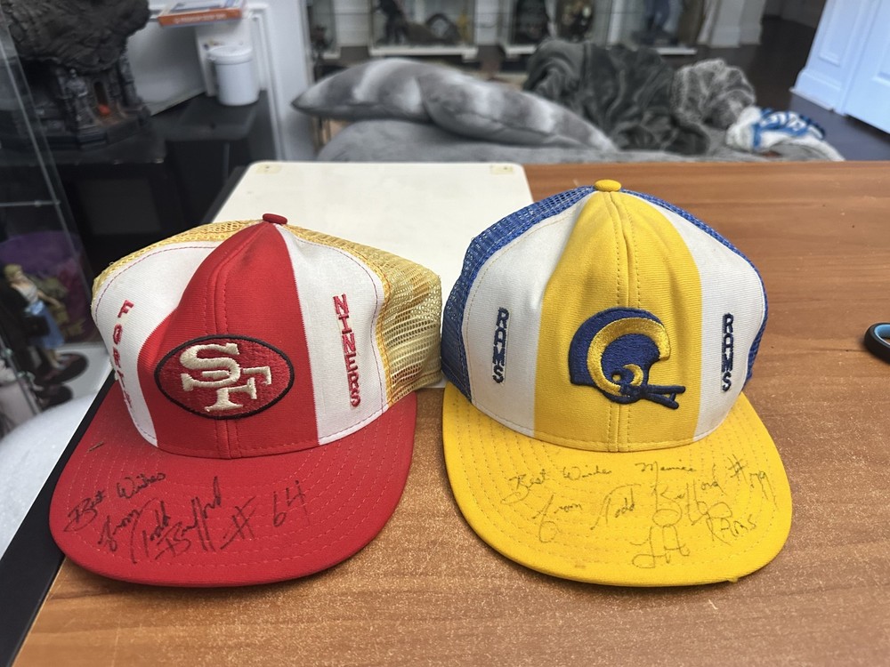 San Francisco 49ers LA Rams vintage USA Snapback hats signed Todd Bradford