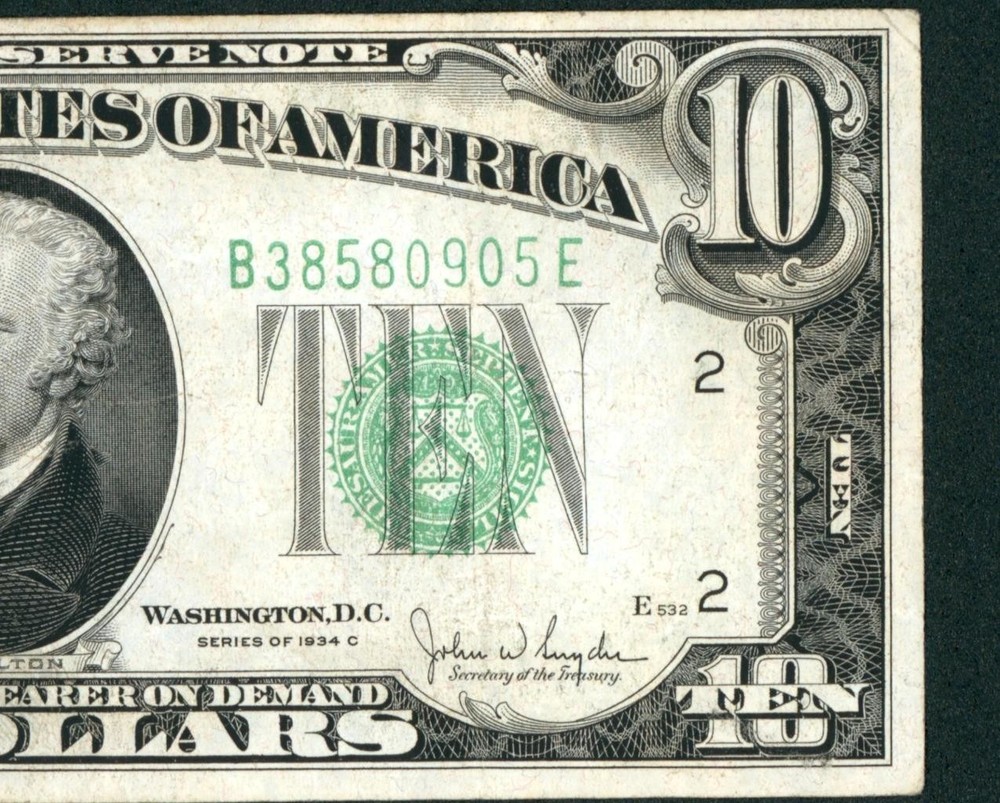 $10 1934 Federal Reserve Note ** DAILY CURRENCY AUCTIONS COMBINED SHIPPING