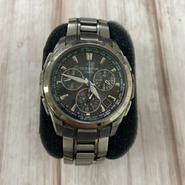 Casio Manta OCW-S1000J-1AJF Men's Solar Quartz Watch, Titanium, Black/Dark Gray