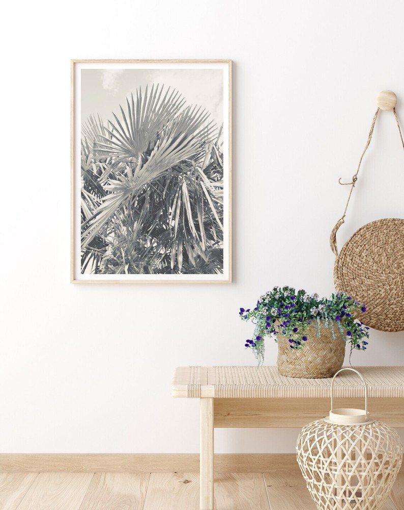 Black and White Coastal Sea Palm Tree Poster Premium Quality Choose your Size
