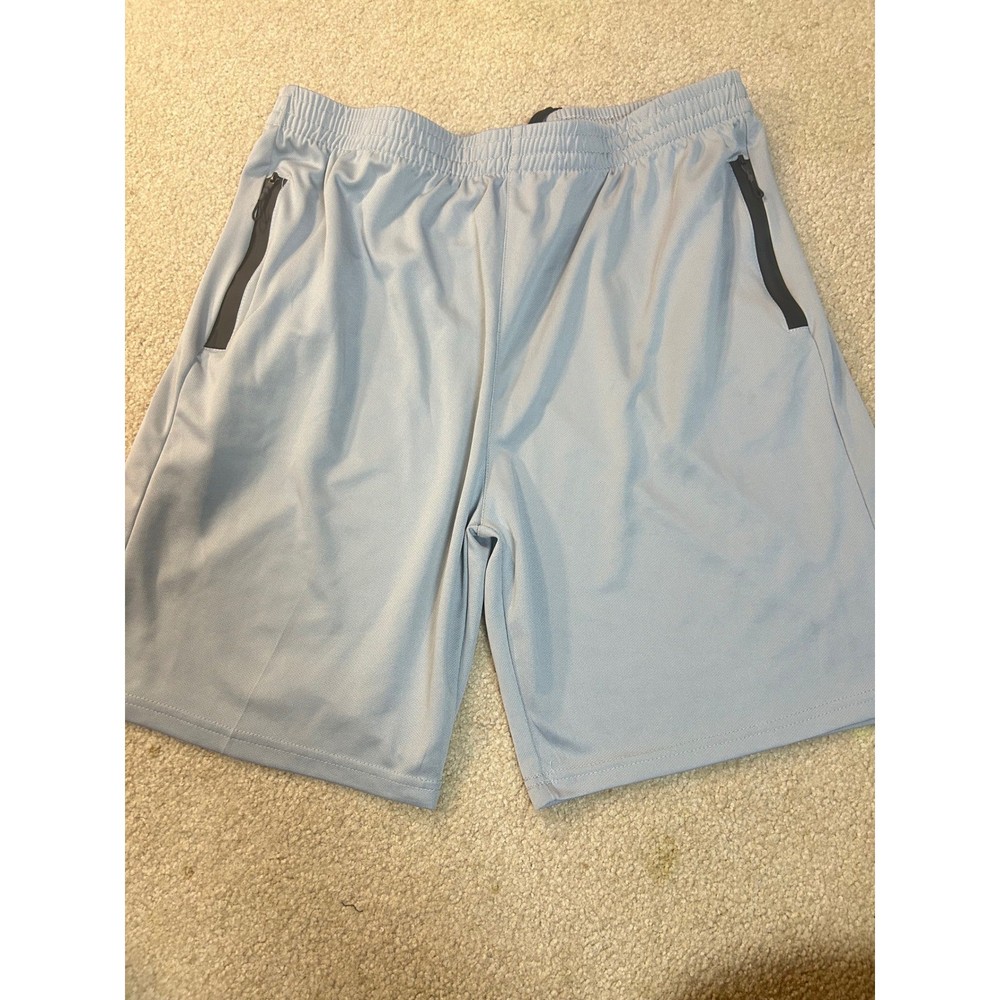 Mens Athletic Shorts Gray 2XL Polyester Zipper Pockets Gym Workout Sport