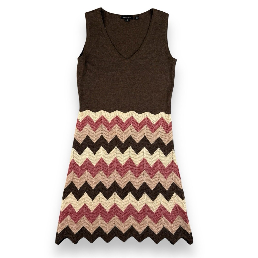BCBGMAXAZRIA Y2K Wool Blend Midi Brown Dress Size M
