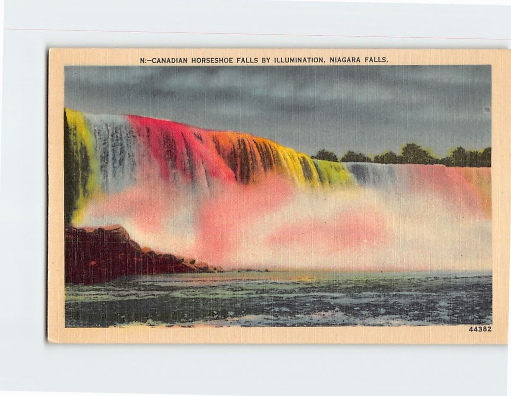 Postcard Canadian Horseshoe Falls By Illumination Niagara Falls Canada