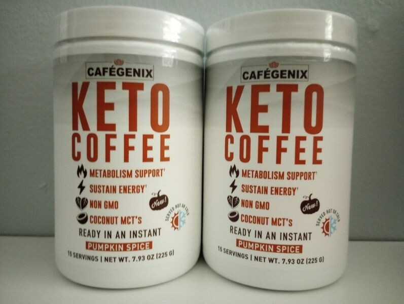 2 Cafegenix PUMPKIN SPICE Keto COFFEE Instant w Grass Fed Butter MCT Oil 7.93oz