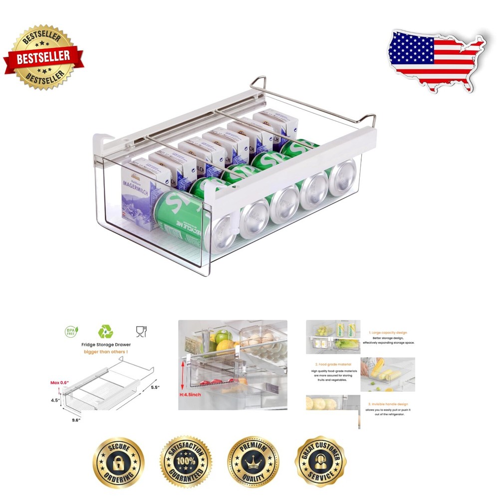 Heavy-Duty XL Fridge Drawer Organizer for Deli Meat, Produce & More - 14.2” Deep