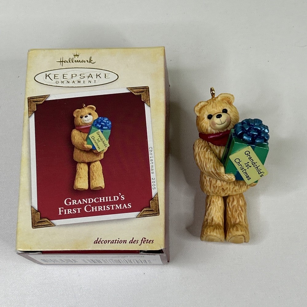 Hallmark Keepsake Ornament Grandchild's First Christmas 2005 Bear With Gift