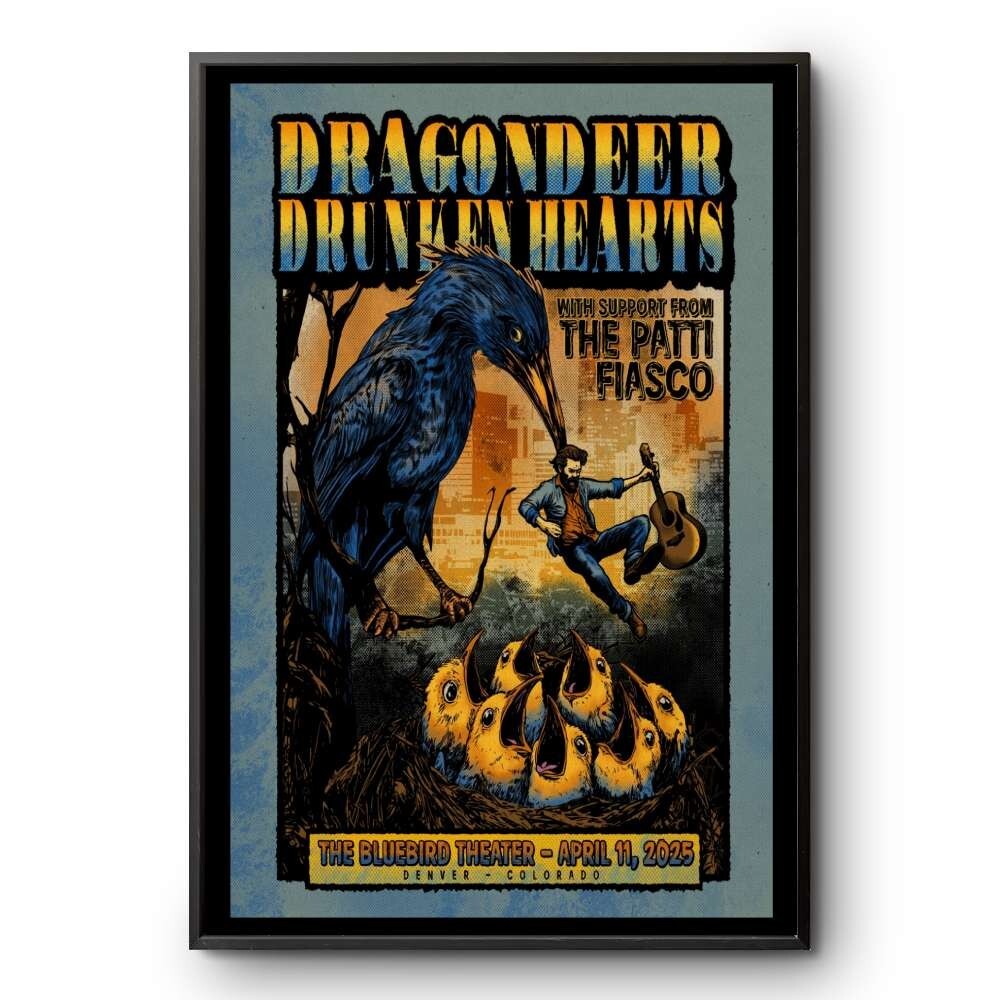 Dragondeer & Drunken Hearts Bluebird Theater Poster Apr 12 2025 Wall Art Decor