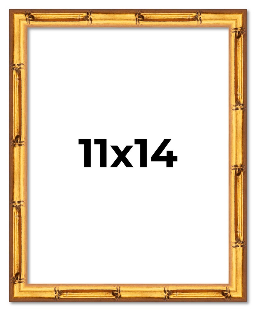 11x14 Frame Gold Bamboo Picture Frame - Complete Modern Photo Frame Includes UV